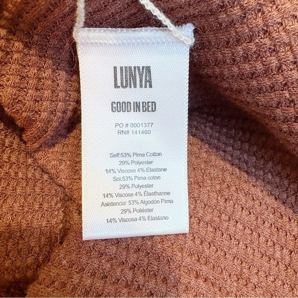 Lunya Ribbed Waffle Knit Pima Cotton Cropped Tank Top Size Medium Brown Henley - Picture 8 of 11